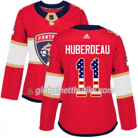Florida Panthers Hockeydrakt Jonathan Huberdeau 11 2017-2018 USA Flag Fashion Svart Adidas Authentic - Dame